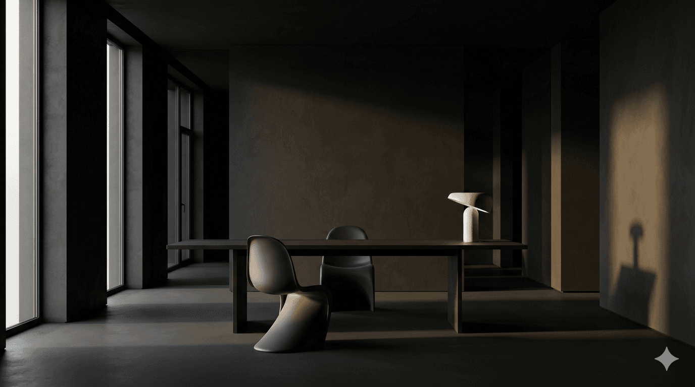 Minimalan tamni arhitektonski radni prostor